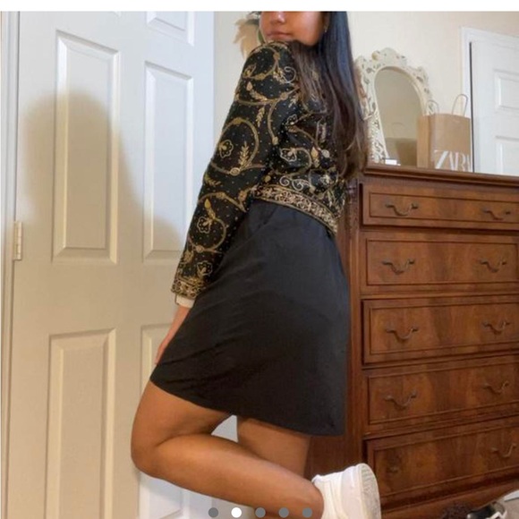 Niteline Della Roufogali Black Silk Beaded Jacket M - Picture 2 of 5